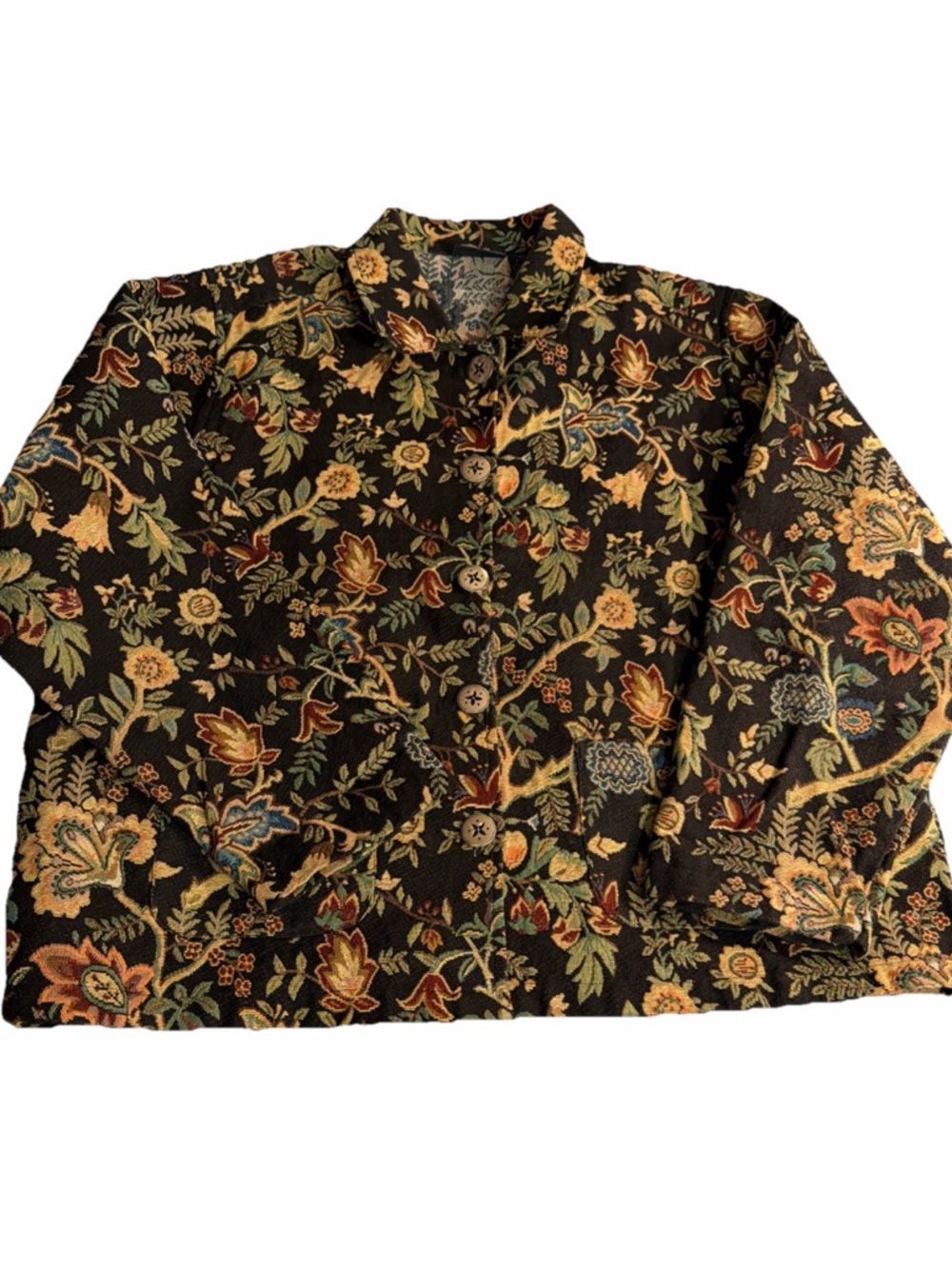 Jane Ashley Black Floral Button-Front Blazer Jacket